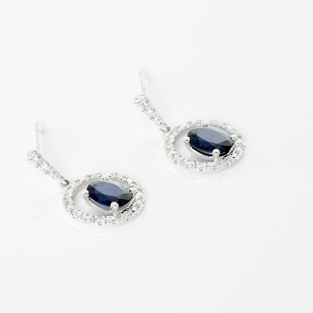Boucles D'oreilles Pendantes Katerynn Or Blanc Saphir Diamants - Boucles d'oreilles pendantes Femme | Histoire d’Or