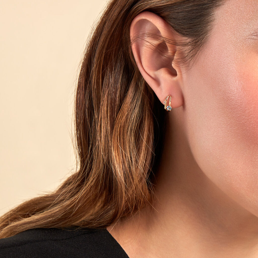 Créoles Beauté Bleutée Or Jaune Topaze Oxyde De Zirconium - Boucles d'oreilles créoles Femme | Histoire d’Or