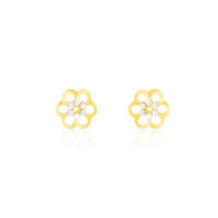 Boucles D'oreilles Puces Philine Fleur Or Jaune Oxyde De Zirconium