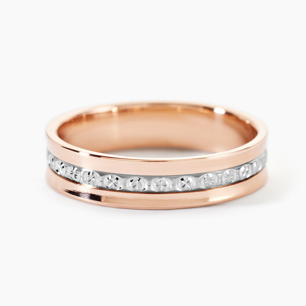 Alliance Fantaisie Diamantee Ruban Plat Or Bicolore - Alliances Unisex | Histoire d&rsquo;Or