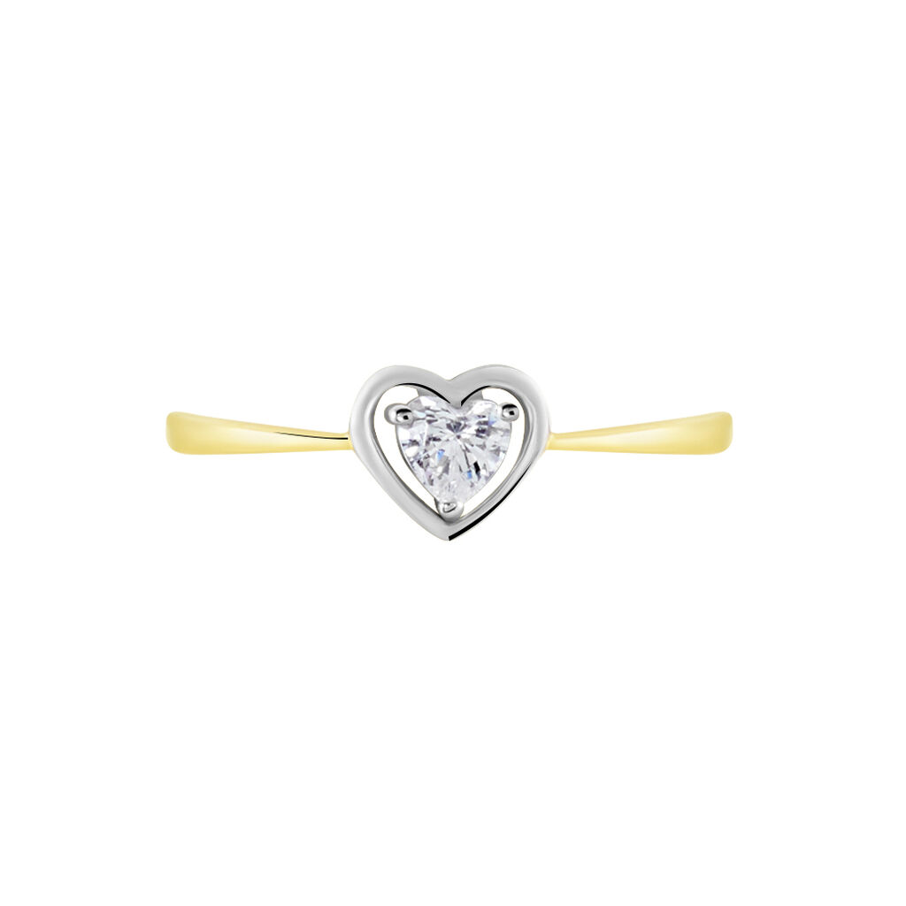 Bague Or Bicolore Goulvena Oxyde De Zirconium - Bagues solitaires Femme | Histoire d’Or