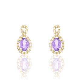 Boucles D'oreilles Pendantes Passion Or Jaune Amethyste Et Oxyde - Boucles d'oreilles pendantes Femme | Histoire d’Or