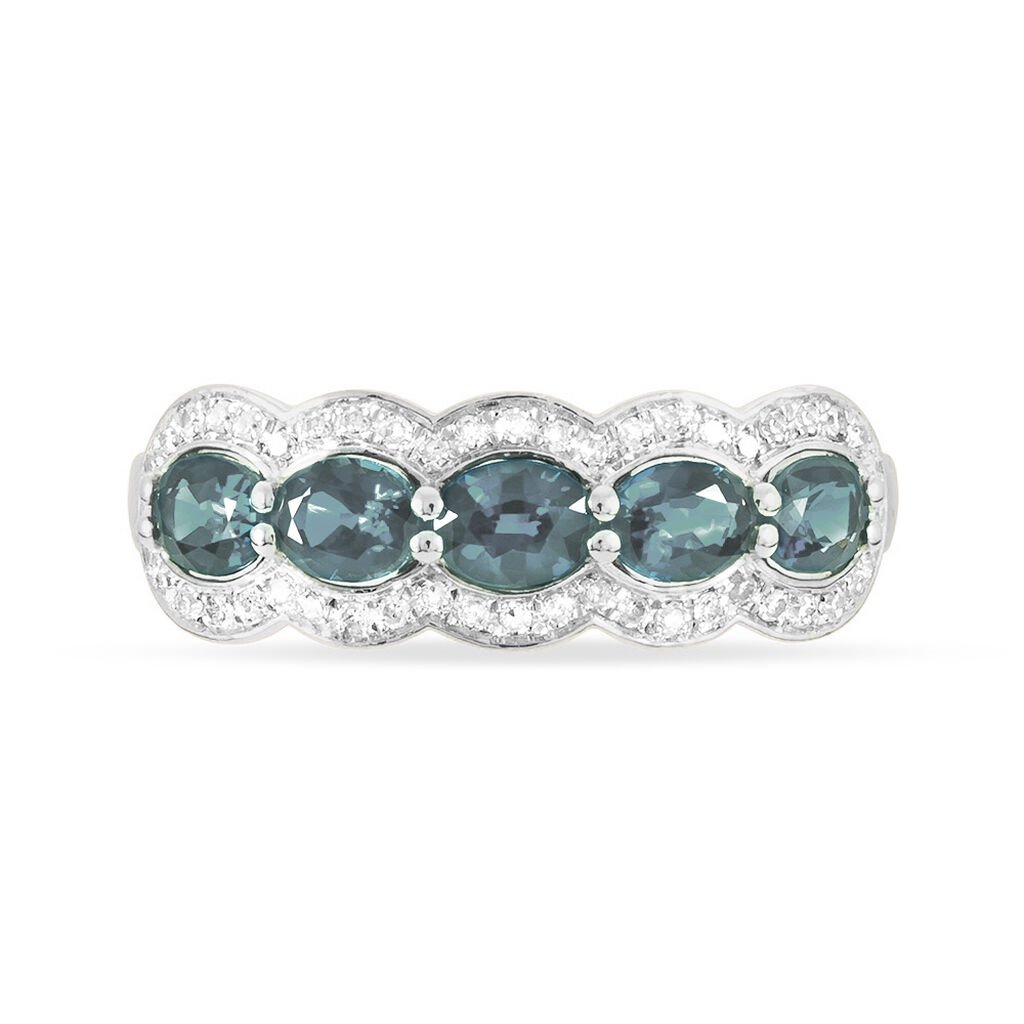 Bague Margaux Or Blanc Aigue Marine Et Diamant - Bagues avec pierre Femme | Histoire d&rsquo;Or