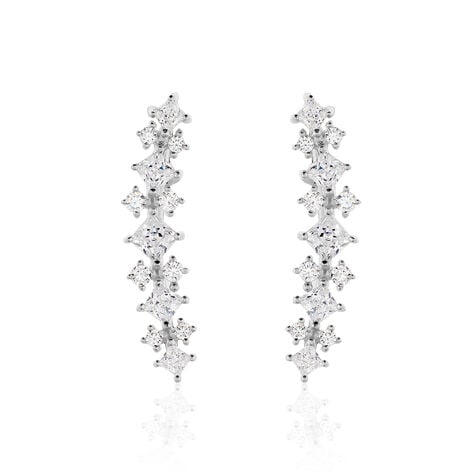 Bijoux D&iquest;oreilles Grimpants Sarida Argent Blanc Oxyde De Zirconium - Boucles d'oreilles fantaisie Femme | Histoire d&rsquo;Or
