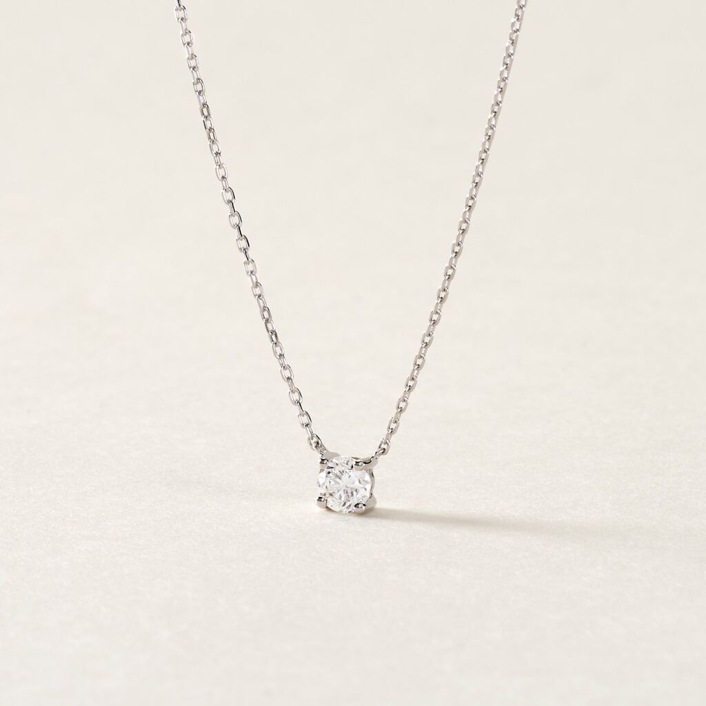 Collier Or Blanc Aphrodite Diamant - Colliers Femme | Histoire d’Or