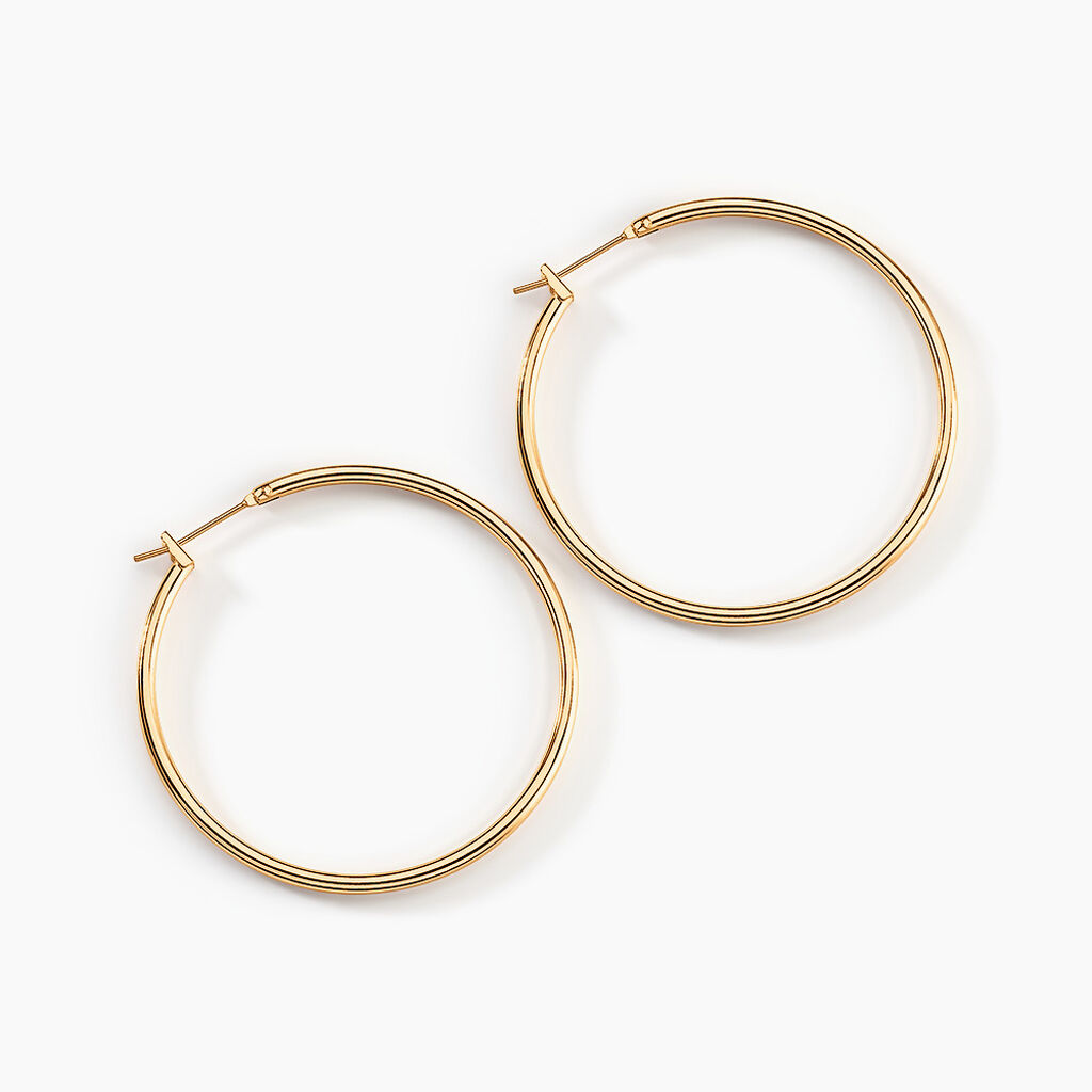 Cr&eacute;oles Ada Lisse Plaqu&eacute; Or Jaune - Boucles d'oreilles cr&eacute;oles Femme | Histoire d&rsquo;Or