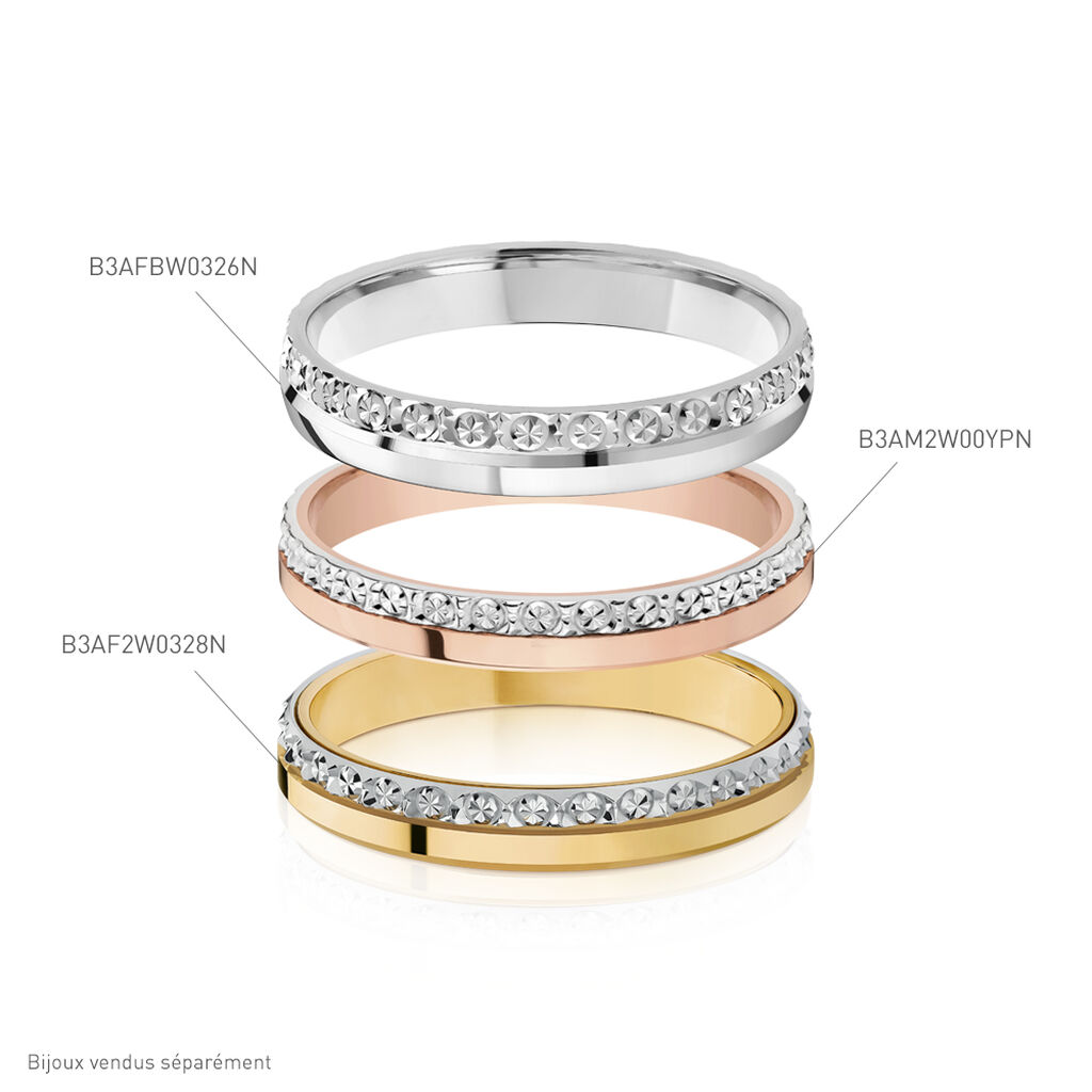 Alliance Fantaisie Diamantee Ruban Plat Or Bicolore - Alliances Femme | Histoire d’Or