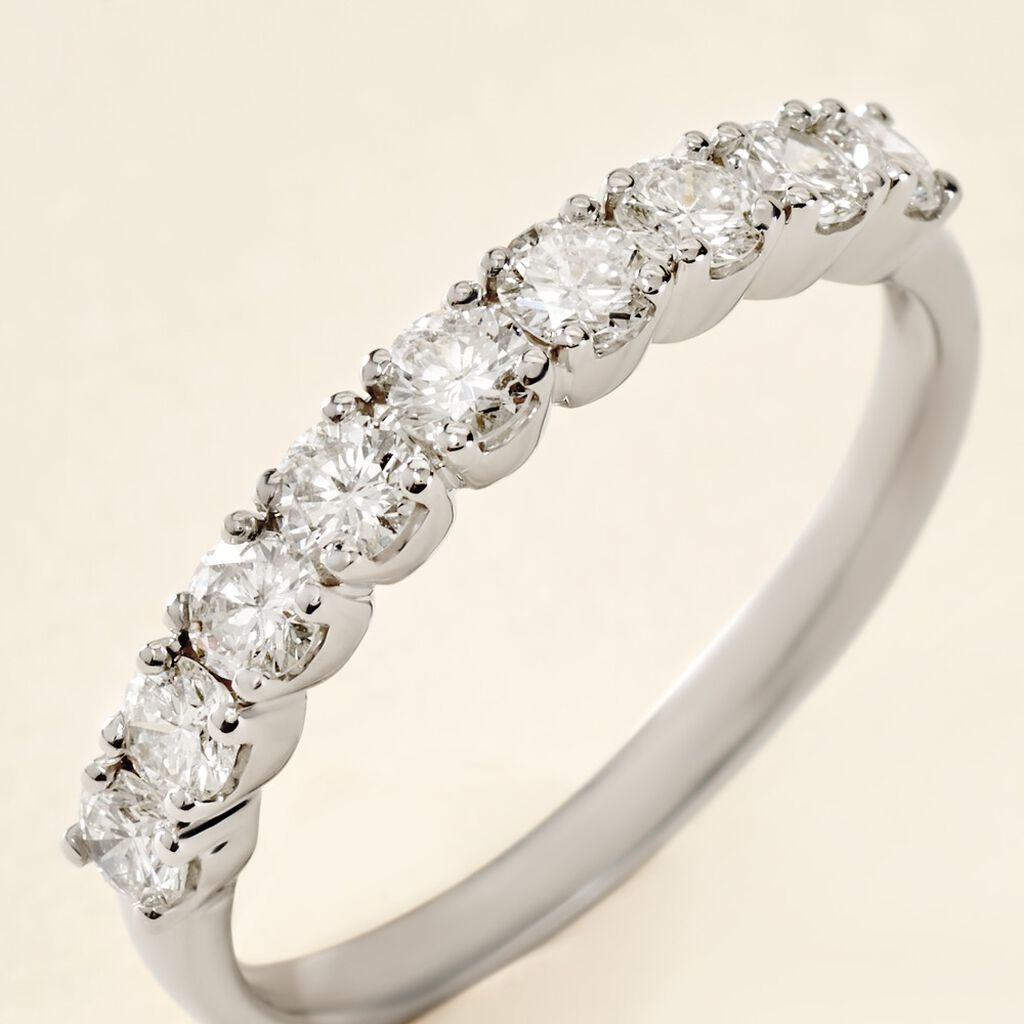 Demi Alliance Hera Platine Blanc Diamant - Alliances Femme | Histoire d&rsquo;Or