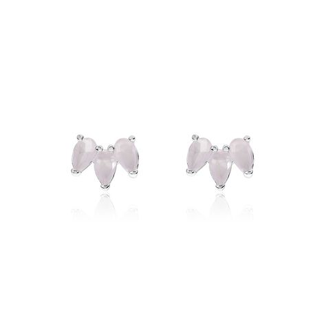 Boucles D'oreilles Puces Bailey Argent Blanc Verre - Boucles d'oreilles fantaisie Femme | Histoire d’Or