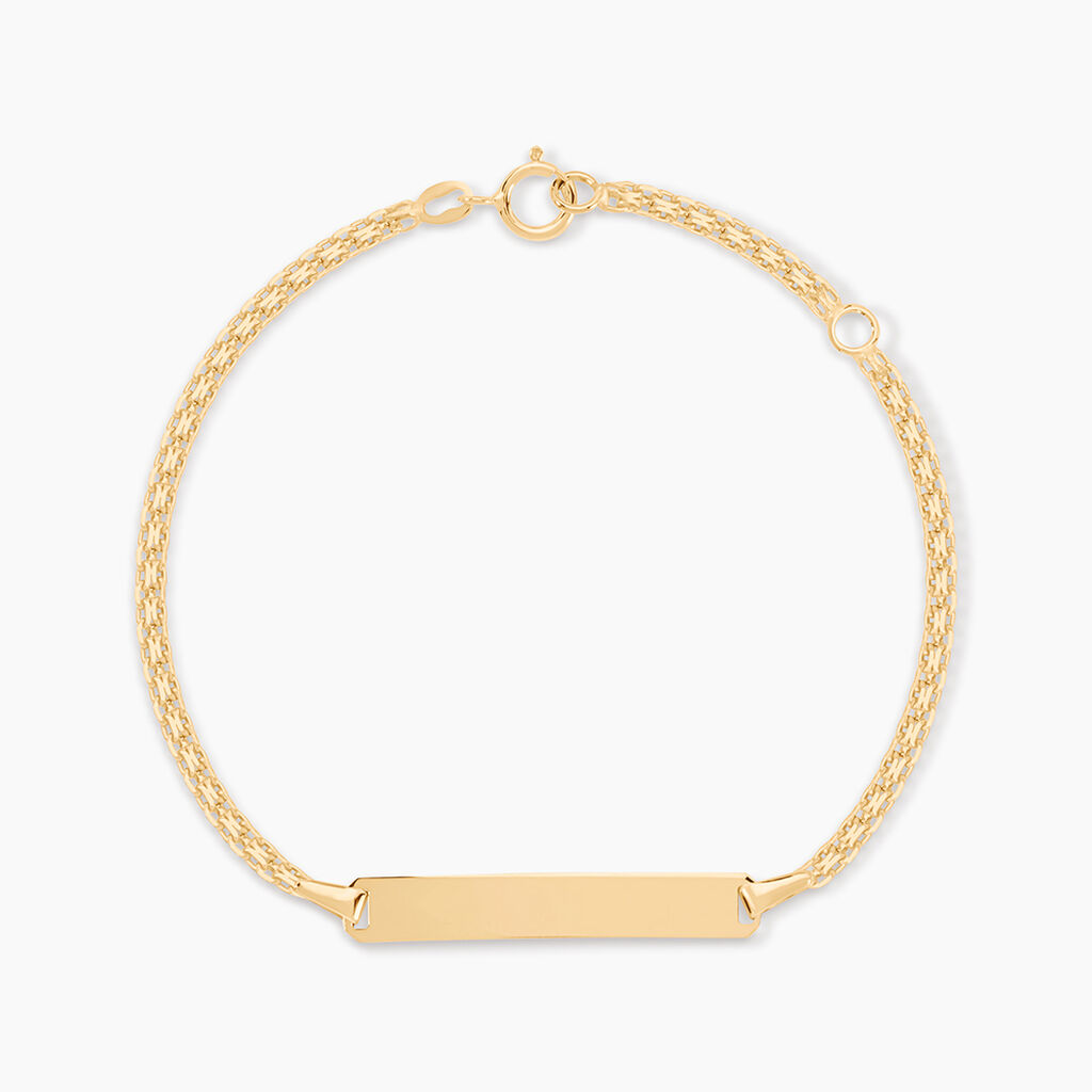 Bracelets Communion Rectangle Or Bismark Sans Pierre Jaune 375 1000 13cm iejw Histoire D Or