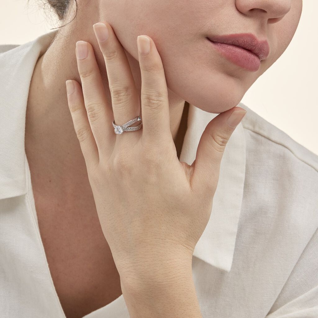 Bague Solitaire Arnalia Or Blanc Oxyde De Zirconium - Bagues solitaires Femme | Histoire d’Or