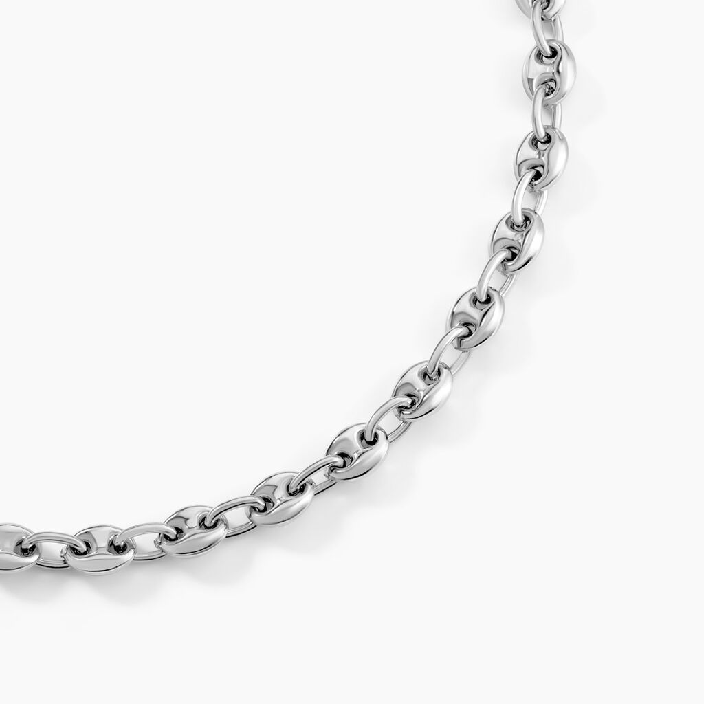 Collier Carrus Maille Grain De Cafe Argent Blanc - Chaines Homme | Histoire d’Or