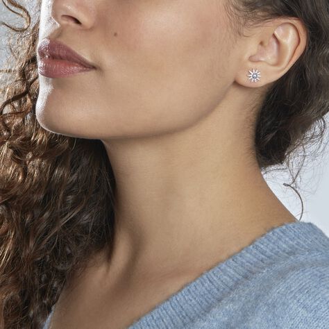 Boucles D'oreilles Dépareillées Bekhta Or Blanc Oxyde De Zirconium - Boucles d'Oreilles Etoile Femme | Histoire d’Or