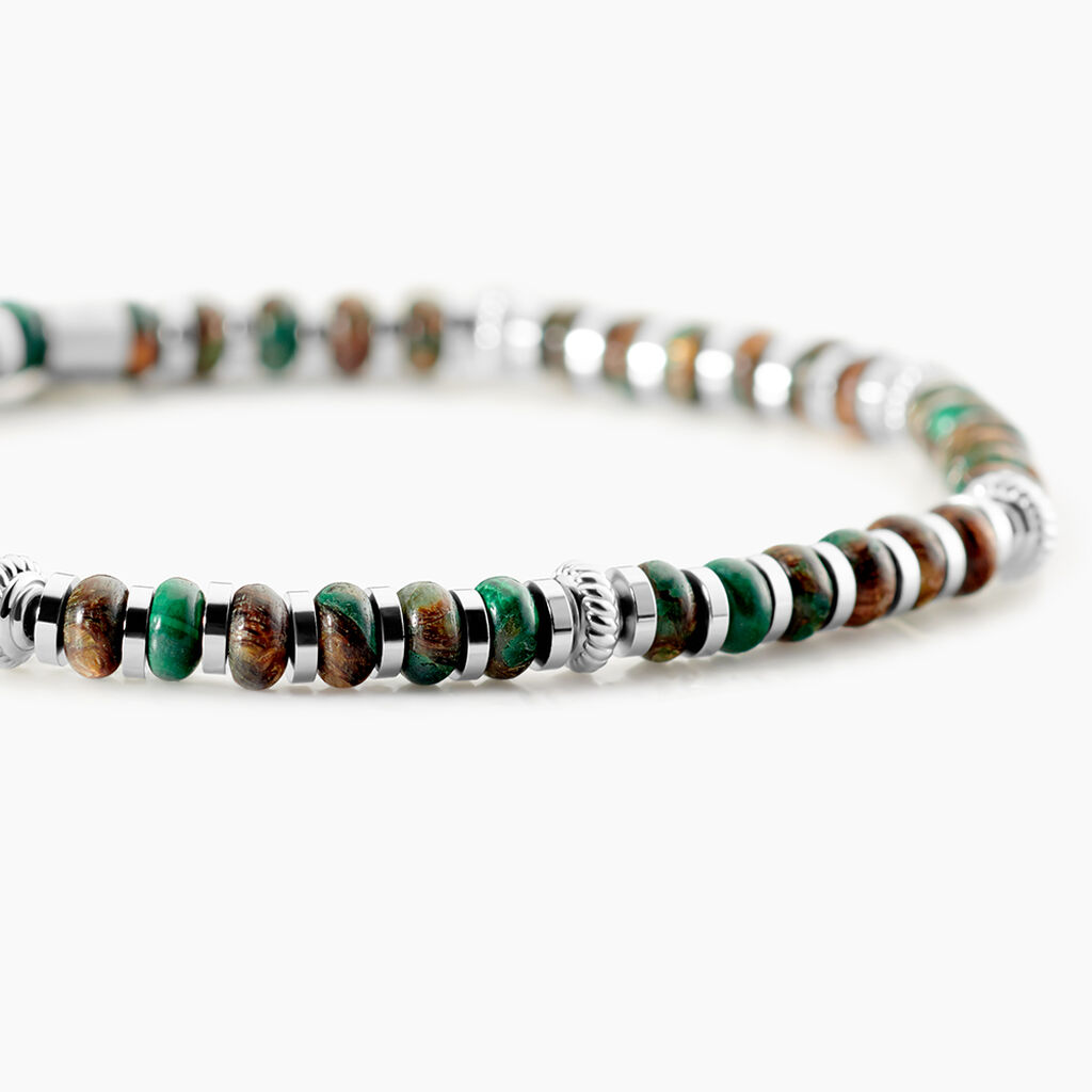 Bracelet Jourdan Acier Blanc Jaspe Africain - F&ecirc;te des p&egrave;res Homme | Histoire d&rsquo;Or