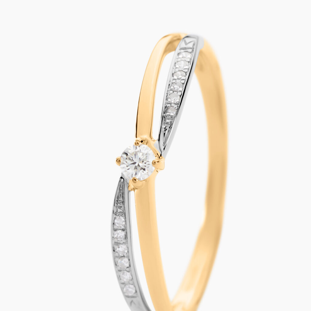 Bague Selene Or Bicolore Diamant - Bagues solitaires Femme | Histoire d’Or
