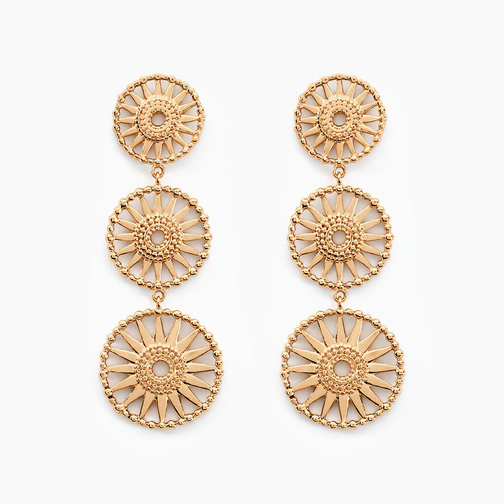 Boucles D'oreilles Pendantes Rosae Plaque Or Jaune - Boucles d'oreilles pendantes Femme | Histoire d’Or