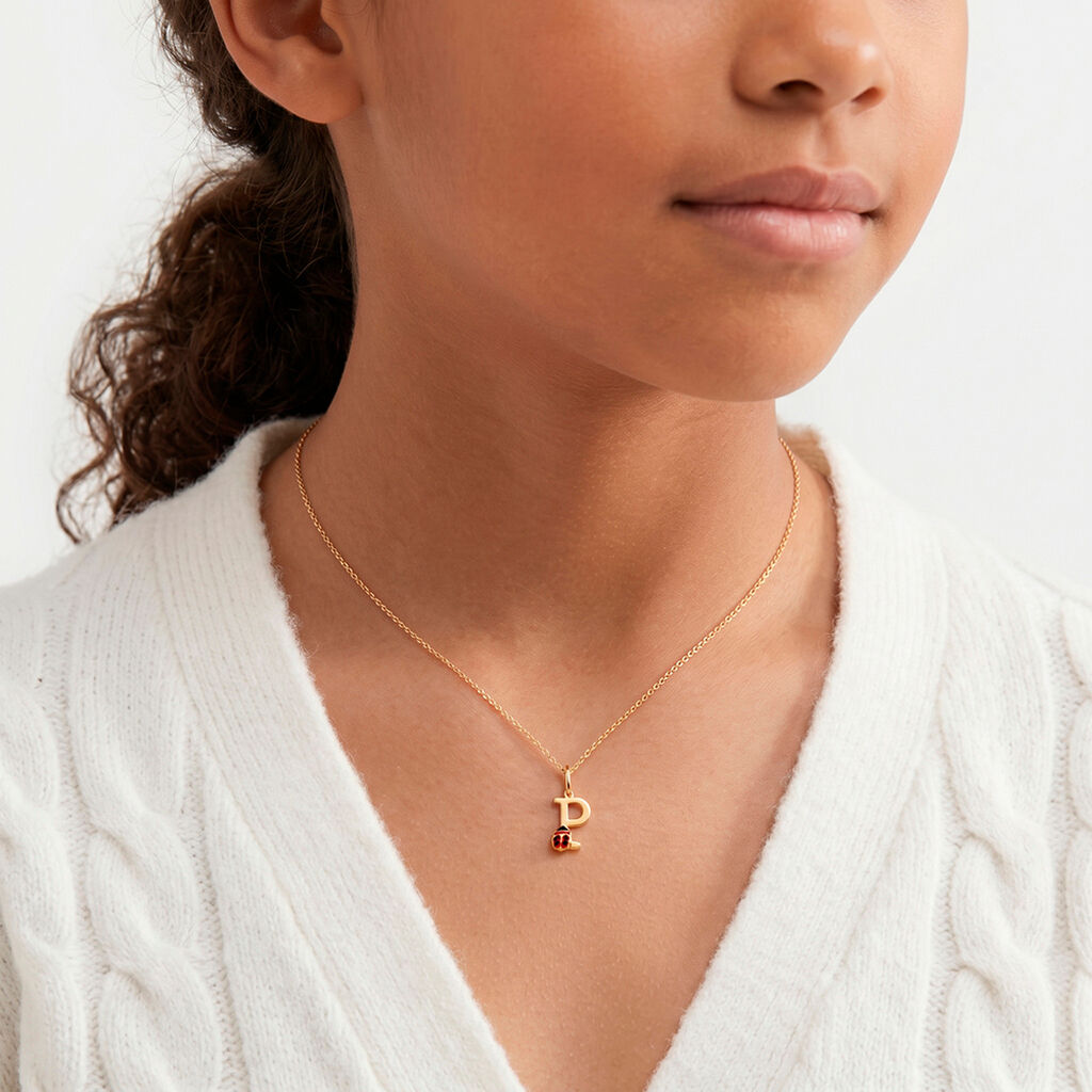 Pendentif Helidie Coccinelle Lettre Or Jaune - Pendentifs Enfant | Histoire d&rsquo;Or