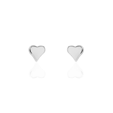 Boucles D'oreilles Puces Jeanne-françoise Argent Blanc - Boucles d'Oreilles Coeur Femme | Histoire d’Or