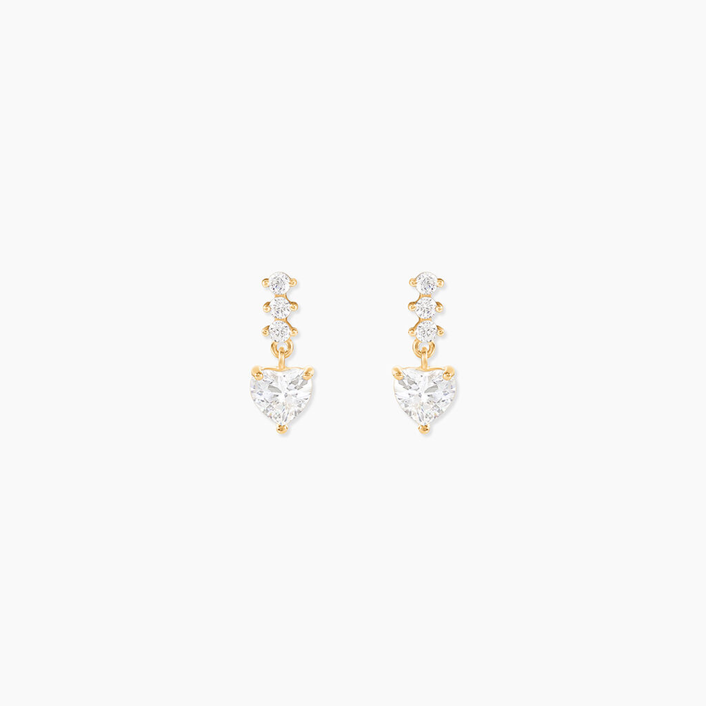 Boucles D'oreilles Pendantes Luminita Or Jaune Oxyde De Zirconium - Boucles d'oreilles pendantes Femme | Histoire d&rsquo;Or