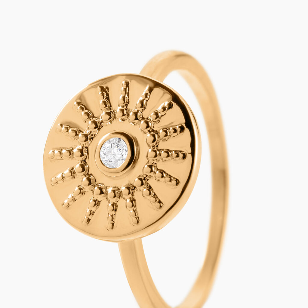 Bague Artea Plaqu&eacute; Or Jaune Oxyde De Zirconium - Bagues solitaires Femme | Histoire d&rsquo;Or