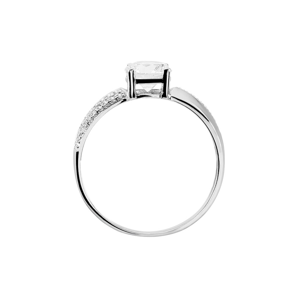 Bague Solitaire Messine Or Blanc Oxyde De Zirconium - Bagues solitaires Femme | Histoire d’Or