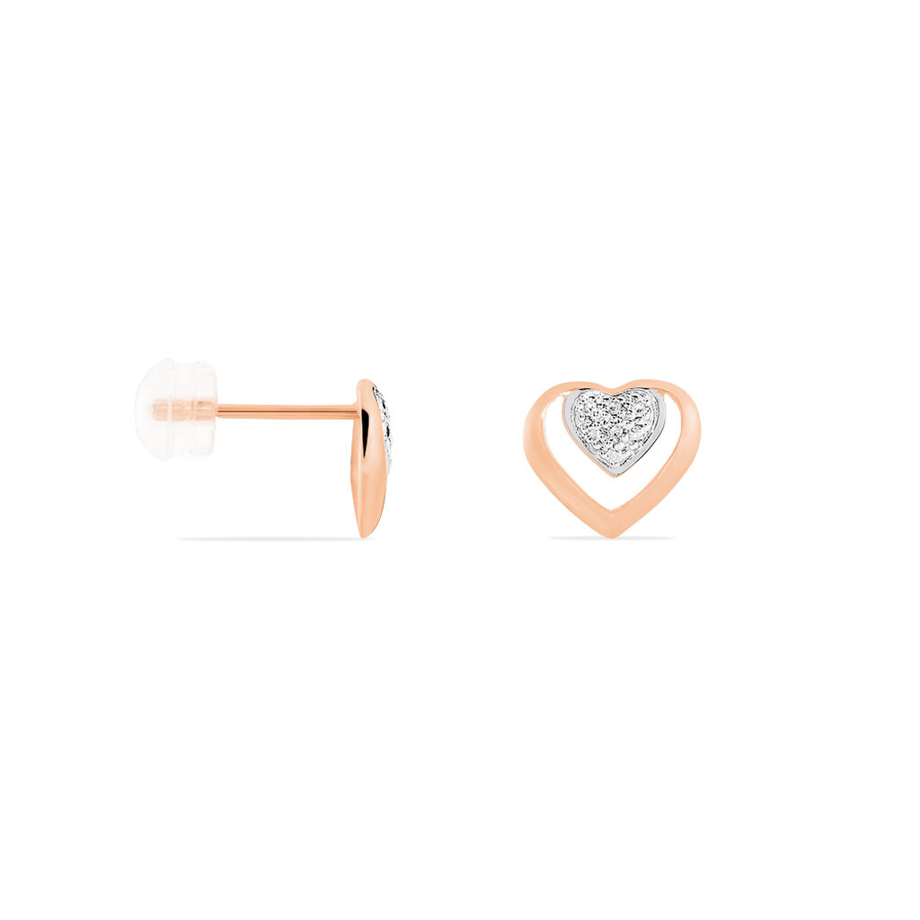 Boucles D'oreilles Puces Liana Or Rose Diamant - Clous d'oreilles Femme | Histoire d’Or