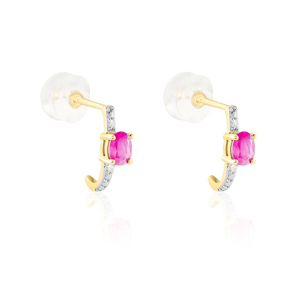Demi Créoles Barrett Or Jaune Rubis Diamant - Boucles d'oreilles créoles Femme | Histoire d’Or