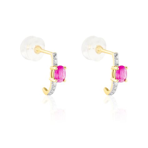 Demi Créoles Barrett Or Jaune Rubis Diamant - Boucles d'oreilles créoles Femme | Histoire d’Or