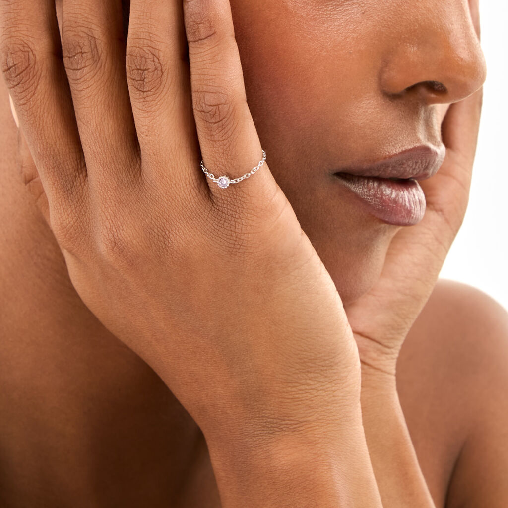 Bague Rio Argent Blanc Oxyde De Zirconium - Bagues de fian&ccedil;ailles ronde Femme | Histoire d&rsquo;Or