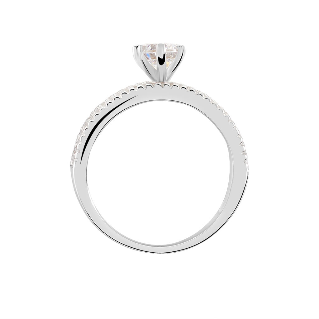 Bague Solitaire Ellora Argent Blanc Oxyde De Zirconium - Bagues solitaires Femme | Histoire d&rsquo;Or
