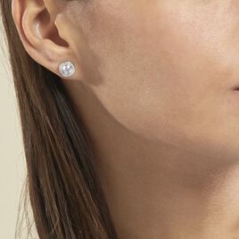 Boucles D'oreilles Puces Marquise Argent Blanc Oxyde De Zirconium - Boucles d'oreilles fantaisie Femme | Histoire d’Or
