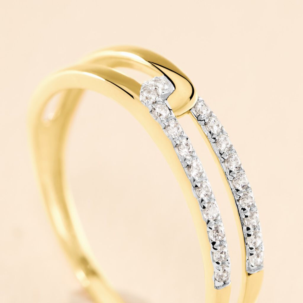 Bague Graphic Lines Or Jaune Oxyde De Zirconium - Bagues avec pierre Femme | Histoire d&rsquo;Or