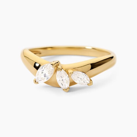 Bague Nadjia Argent Dor&eacute; A L'Or 750/1000 Oxyde De Zirconium - Bagues solitaires Femme | Histoire d&rsquo;Or