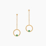 Boucles D'Oreilles Pendantes Gijs Or Jaune Emeraude - Boucles d'oreilles pendantes Femme | Histoire d&rsquo;Or