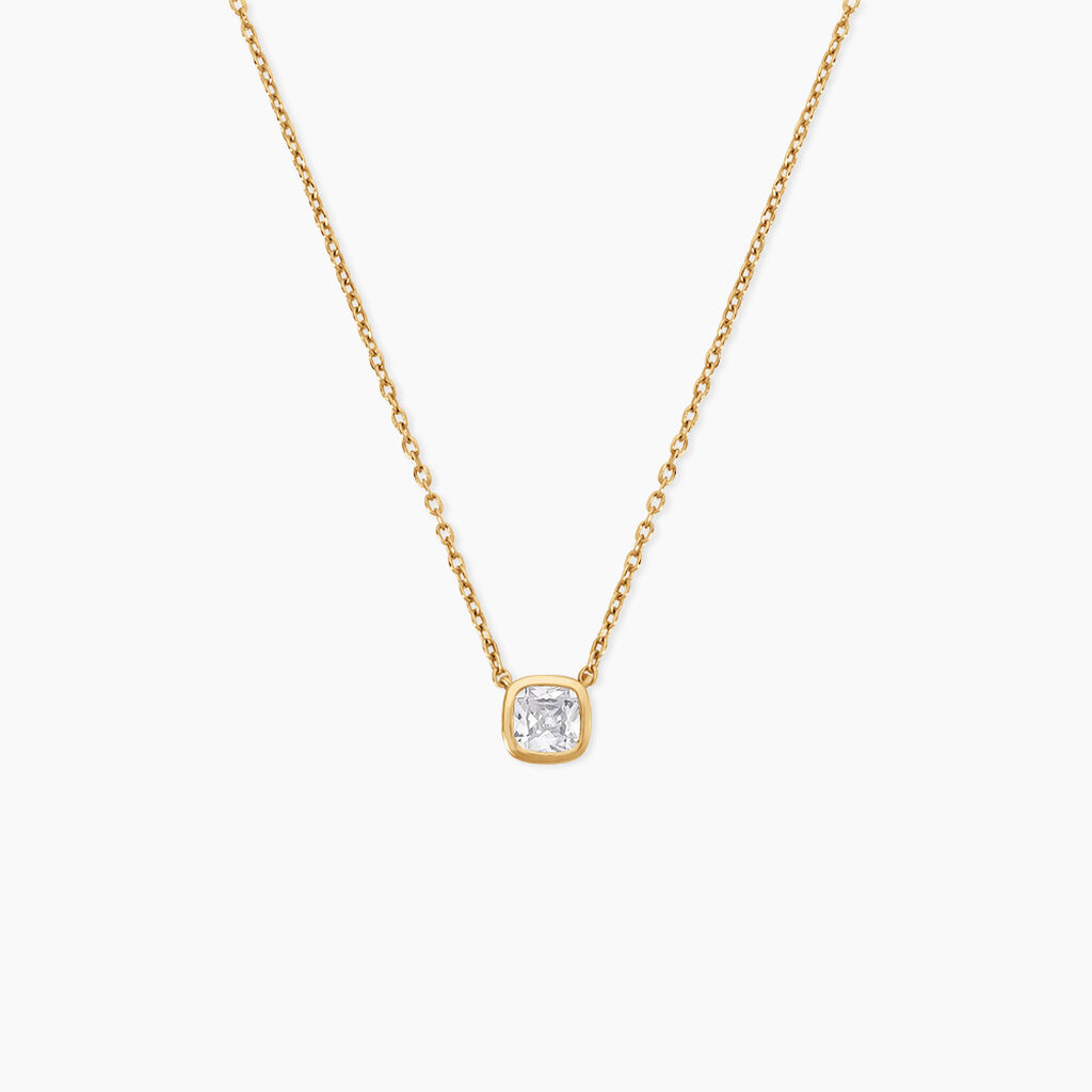 Collier Francine Argent Dor&eacute; A L'Or 750/1000 Oxyde De Zirconium - Colliers Femme | Histoire d&rsquo;Or