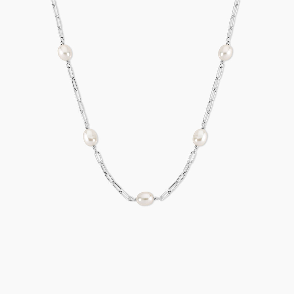 Collier Silviane Argent Blanc Perle De Culture - Colliers pierre Femme | Histoire d&rsquo;Or