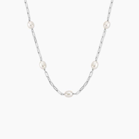 Collier Silviane Argent Blanc Perle De Culture - Colliers pierre Femme | Histoire d&rsquo;Or