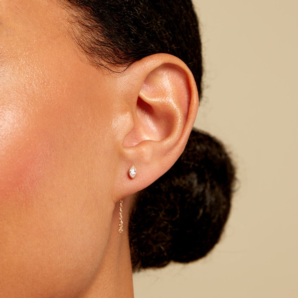 Boucles D'Oreilles Pendantes Harmonie Plaque Or Jaune Oxyde De Zirconium - Boucles d'oreilles fantaisie Femme | Histoire d&rsquo;Or