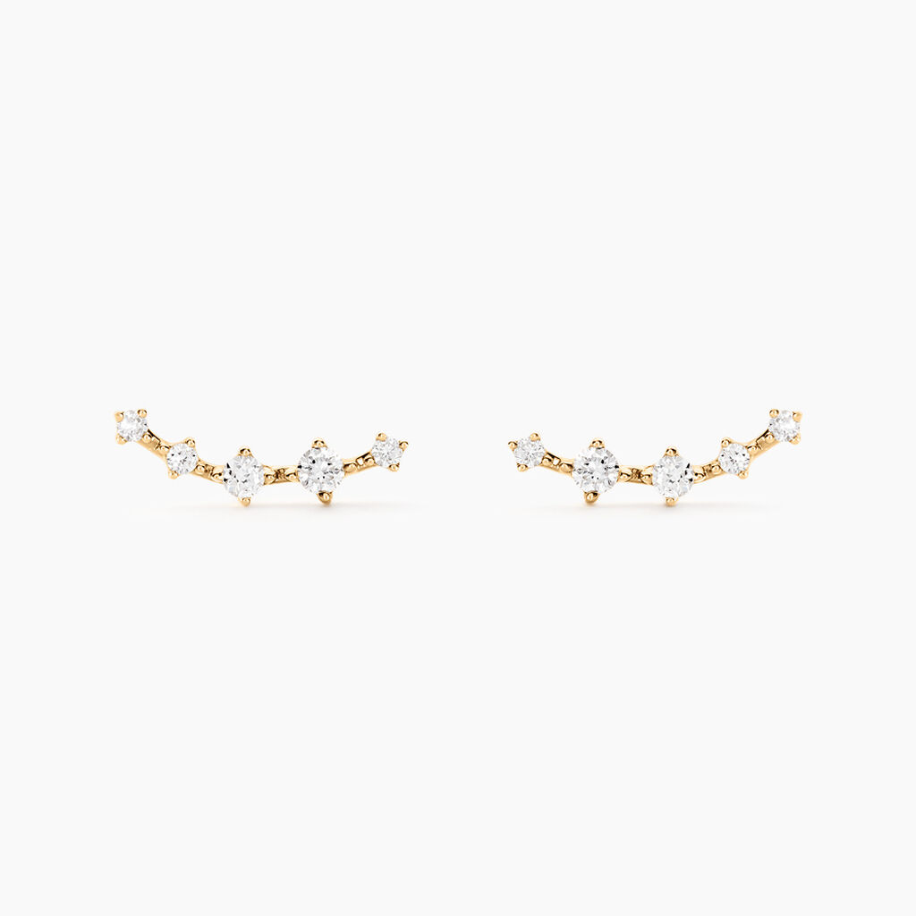 Boucles D'oreilles Puces Nichole Or Jaune Diamant Synth&eacute;tique - Clous d'oreilles Femme | Histoire d&rsquo;Or