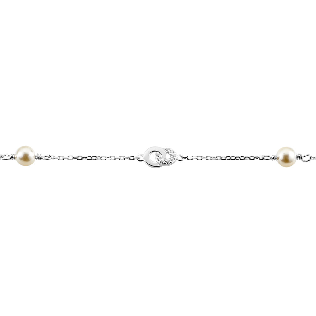 Bracelet Anilie Argent Blanc Perle D'imitation Et Oxyde De Zirconium - Bracelets Femme | Histoire d&rsquo;Or
