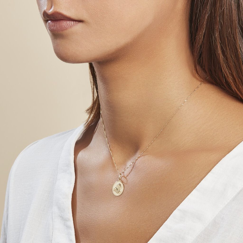 Pendentif Ange Rond Or Jaune - Pendentifs Baptême Famille | Histoire d’Or