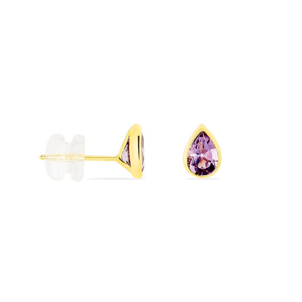Boucles D'oreilles Puces Fassia Or Jaune Amethyste - Clous d'oreilles Femme | Histoire d’Or
