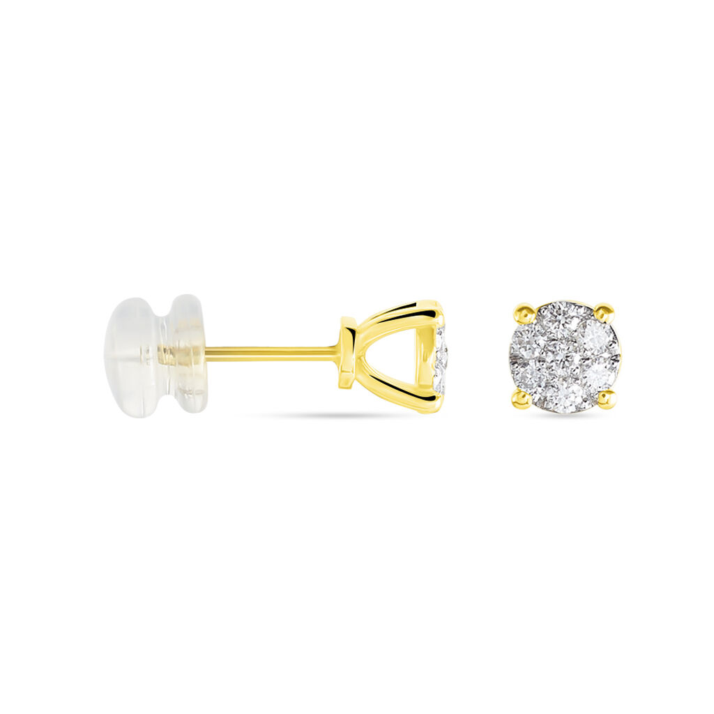 Boucles D'oreilles Puces Charlene Or Jaune Diamant Synthetique - Clous d'oreilles Femme | Histoire d’Or