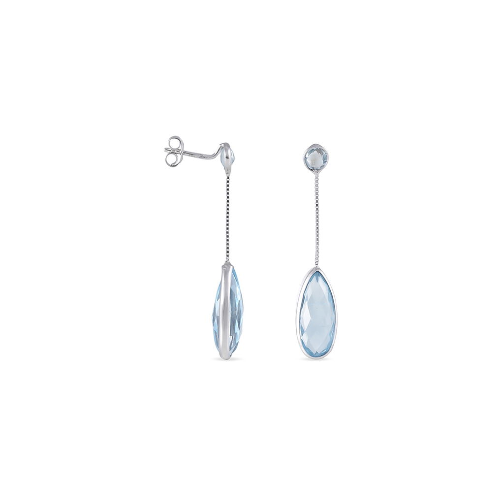 Boucles D'oreilles Pendantes Sela Or Blanc Topaze Et Sans - Boucles d'oreilles pendantes Femme | Histoire d&rsquo;Or