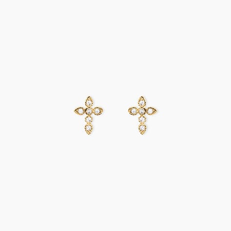 Boucles D'Oreilles Puces Edda Or Jaune Oxyde De Zirconium - Clous d'oreilles Femme | Histoire d&rsquo;Or