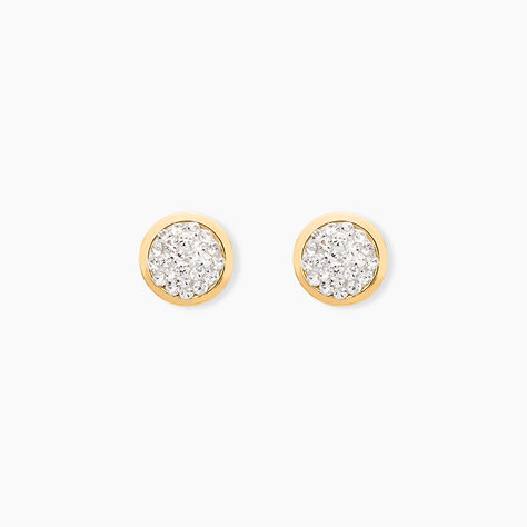 Boucles D'oreilles Puces Edmee Cercle 0 Or Jaune Strass - Clous d'oreilles Femme | Histoire d&rsquo;Or