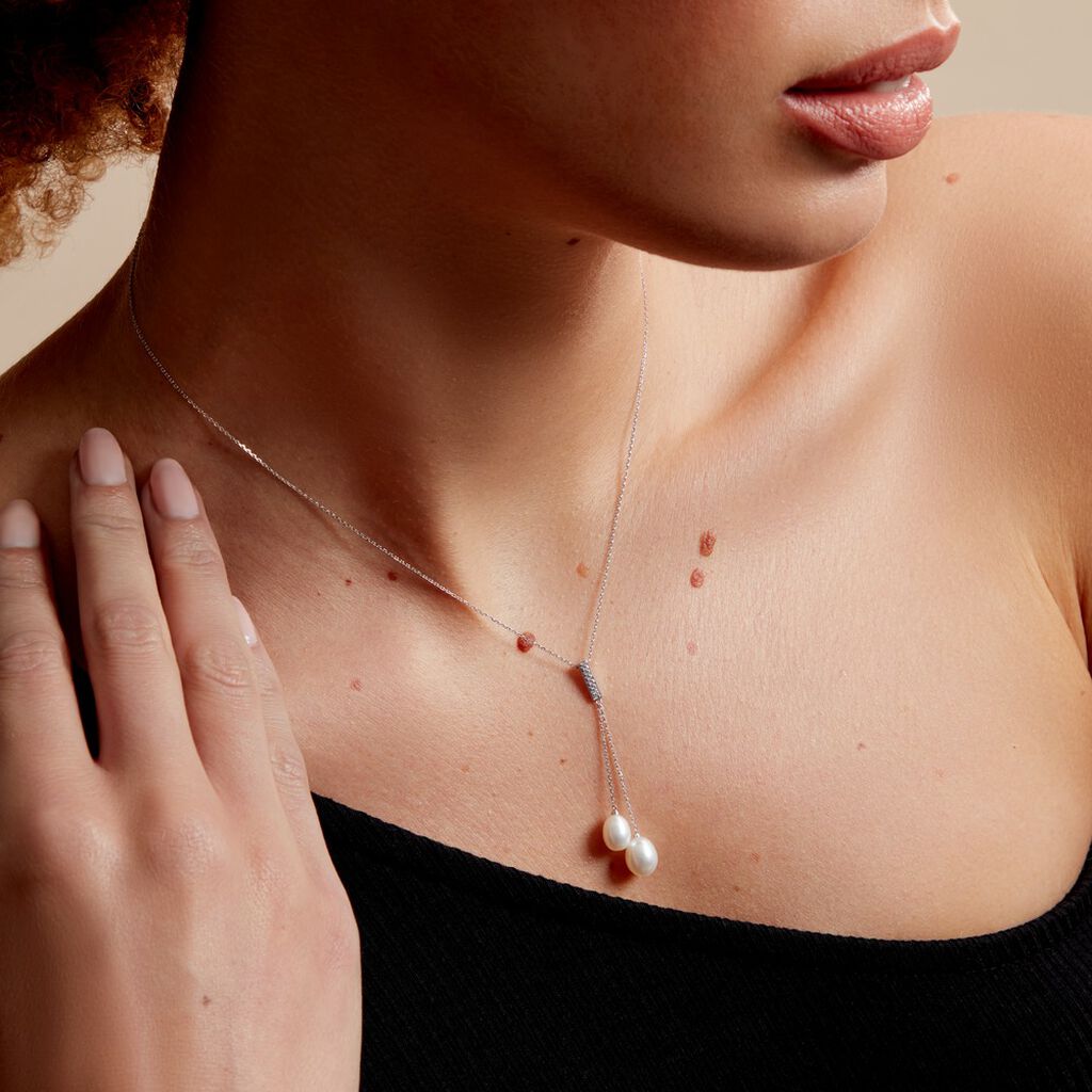 Collier Giacomo Or Blanc Perle De Culture - Colliers Femme | Histoire d’Or