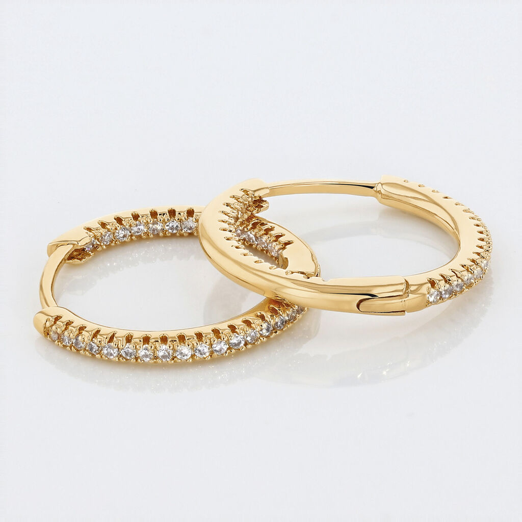 Cr&eacute;oles Karolina Rondes Plaqu&eacute; Or Jaune Oxyde De Zirconium - Boucles d'oreilles cr&eacute;oles Femme | Histoire d&rsquo;Or