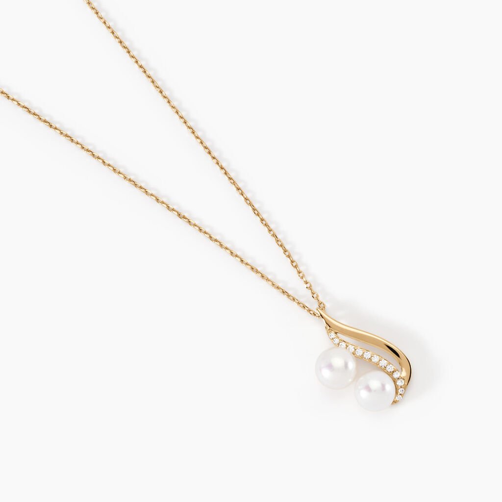 Collier Loeva Or Jaune Perle De Culture Et Oxyde De Zirconium - Colliers Femme | Histoire d&rsquo;Or