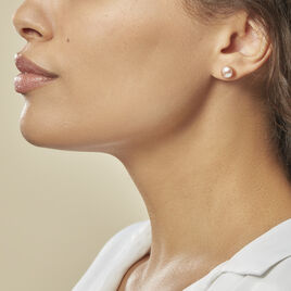 Boucles D'oreilles Puces Ursulina Or Jaune Perle De Culture - Clous d'oreilles Femme | Histoire d’Or